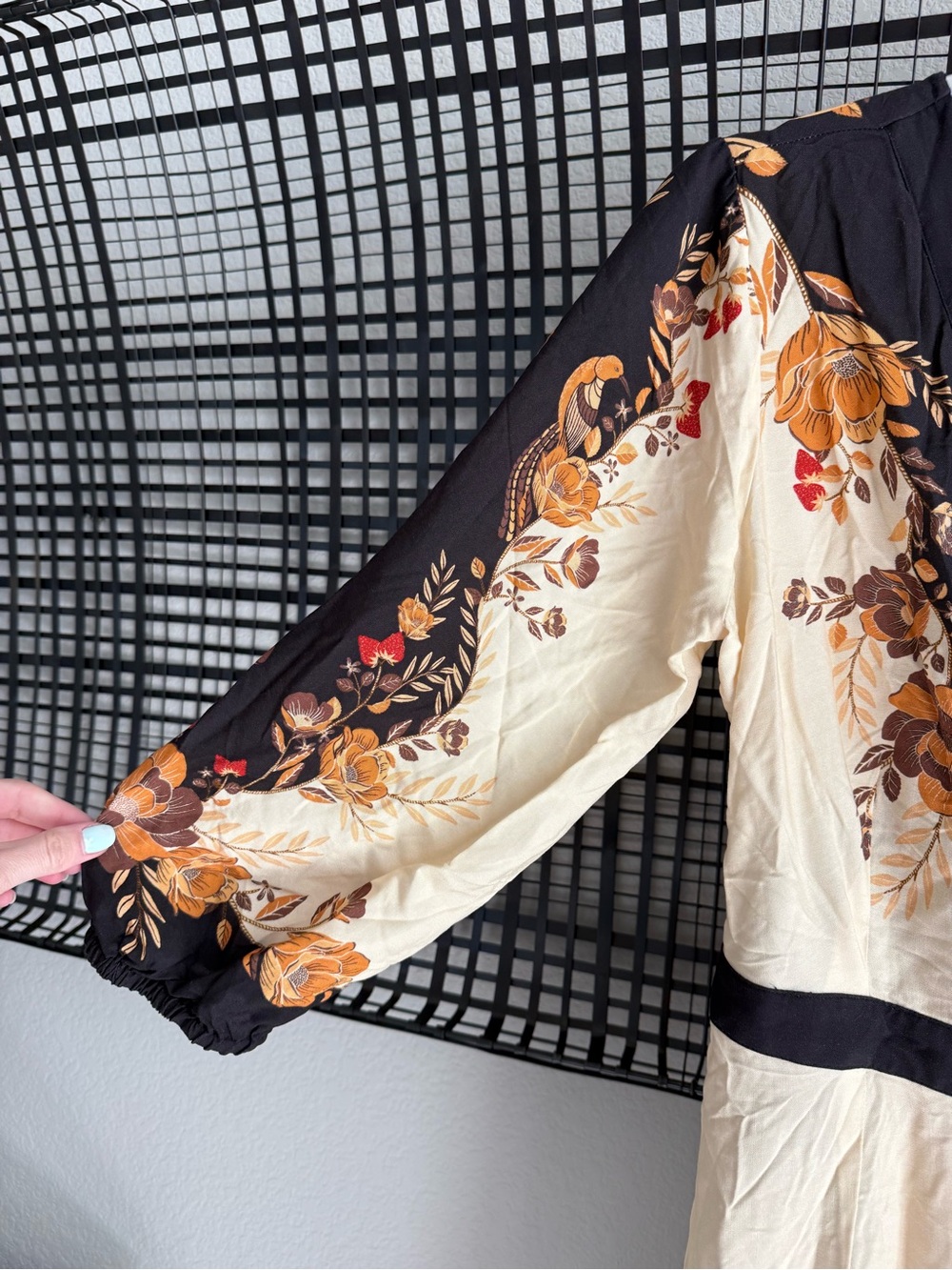 Farm Rio Long-Sleeve Floral Wrap Midi Dress - Picture 3 of 9